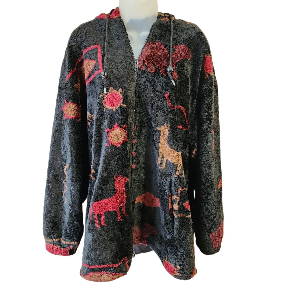 VINTAGE Forecaster Sport Black Animals Nature All Over Patterned Jacket - SIZE M